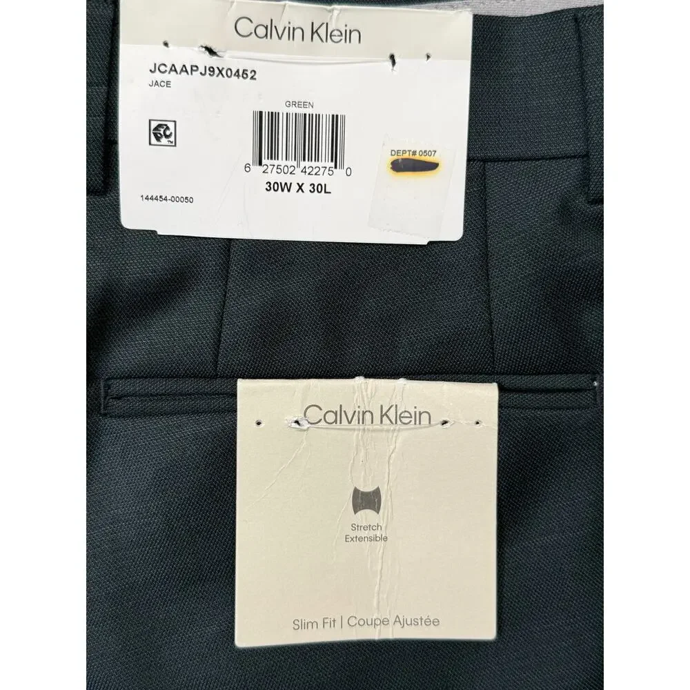 Calvin Klein Men's Slim Fit Wool Blend Suit green 36S 30x30 $650